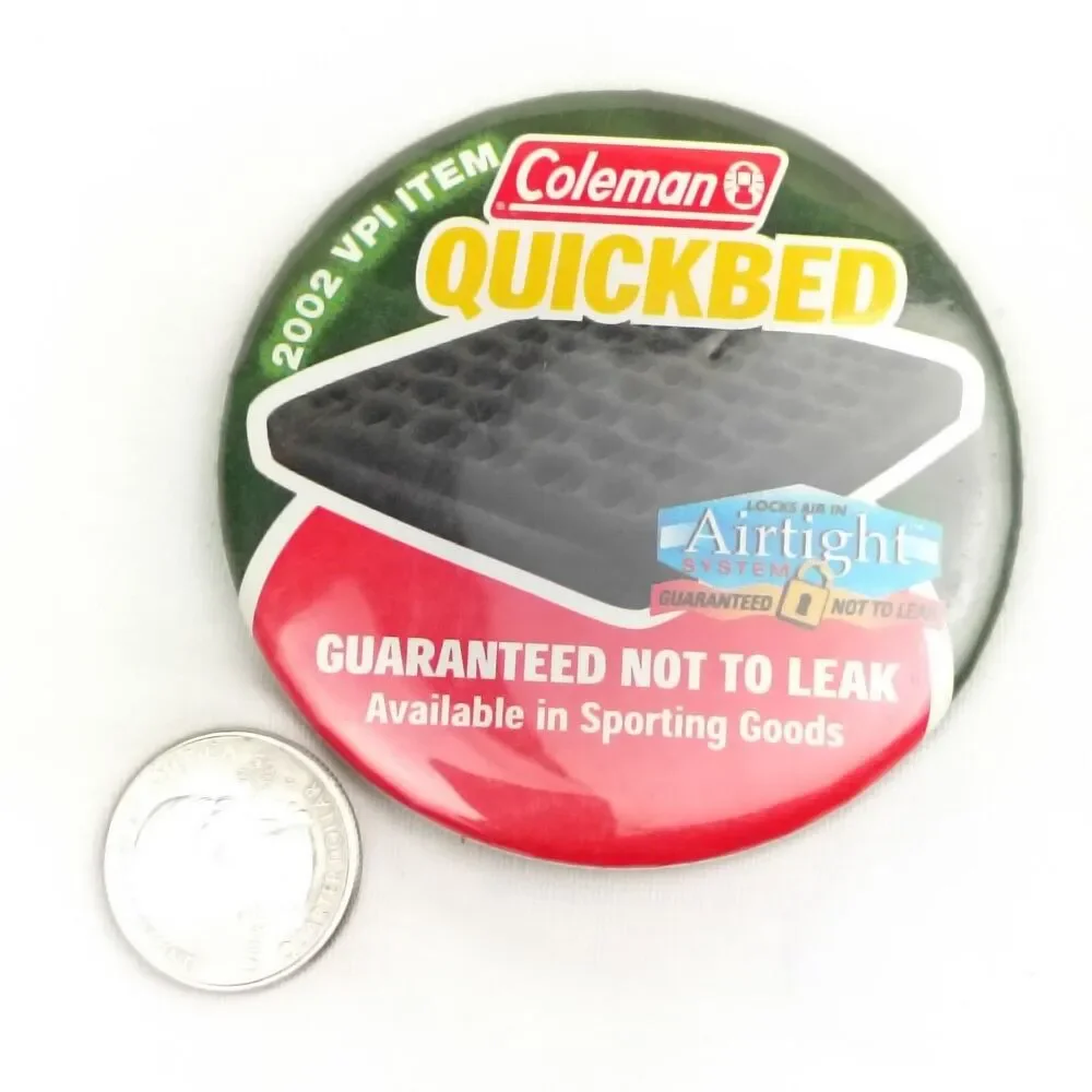 Coleman Quickbed Vintage Pin Button Pinback Multi-color 2002 VPI Promo